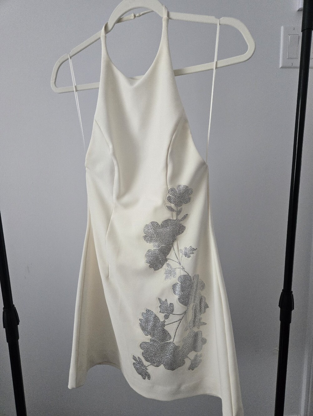 ZARA Rhinestone Floral Halter Neck Dress (M)